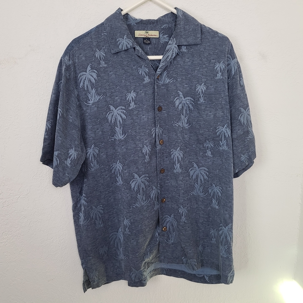 Tommy Bahama Silk Digital Palm Print Cobalt Sea